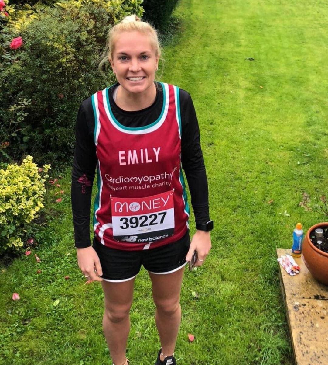 Emily running the virtual London Marathon