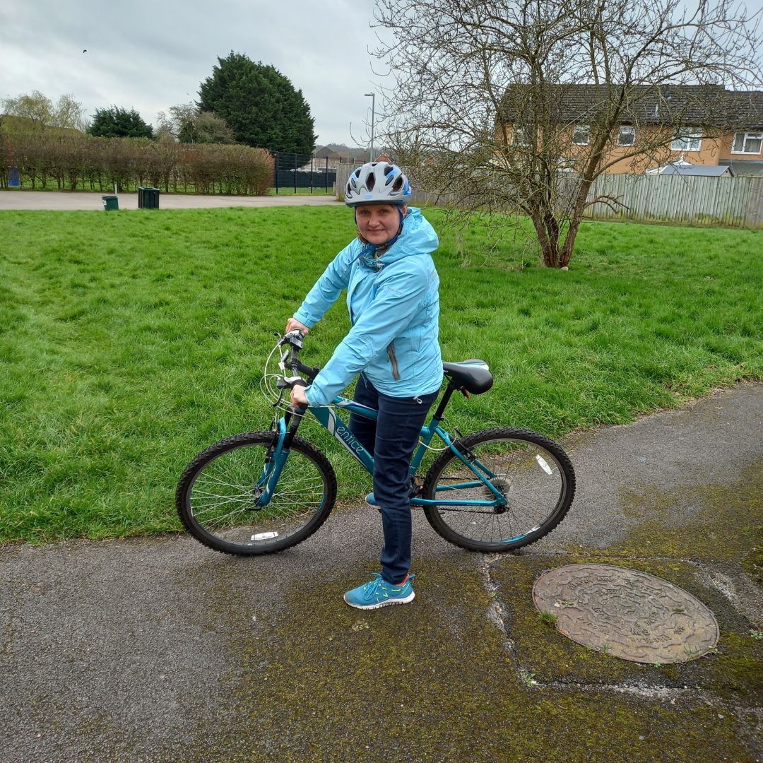 Jaana on her bike