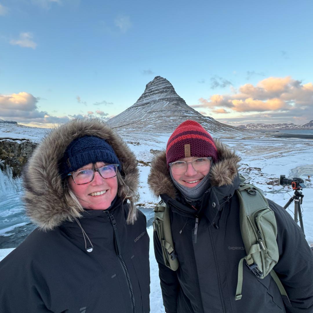 A photo of Jane and her son Will, in Iceland