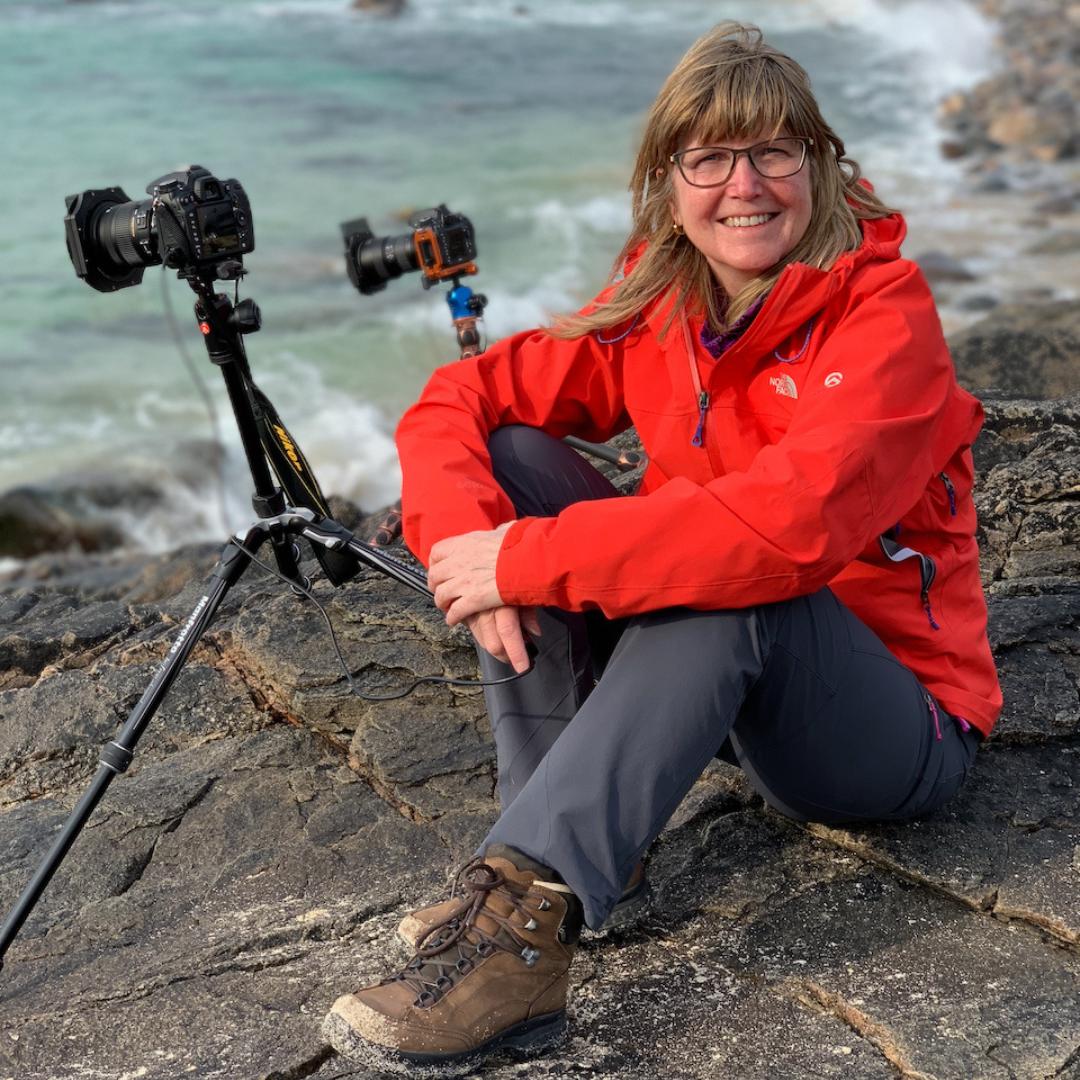 Jane with her cameras on her Icelandic photography trip 