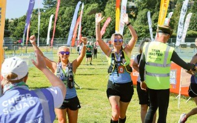 Peak district runners crossing the finish line