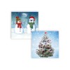 A photo of the two card designs in this multipack. One card has two snowmen and the other a Christmas tree